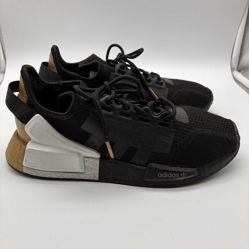 Black Adidas Shoes NMD_R1 V2 "Prize Metal" Men's sneakers w? white and gold sz 7